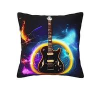 Fundas de cojín cuadradas con impresión musical de guitarra eléctrica mágica, fundas de almohada para sofá cama, 16 x 16 pulgadas