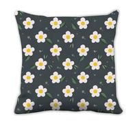 Fundas de cojín cuadradas de flores blancas con margaritas blancas, hojas verdes, fundas de almohada para dormitorio, 40 cm x 40 cm, fundas de almohada para dormitorio, juego de regalo para mujeres