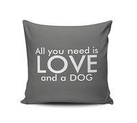 Fundas De Cojín Custom Grey All You Need Is Love and A Dog Fundas De Almohada Lavable Funda Cojines Moderna Almohada Caso para Dormitorio Sofa Oficina 45X45CM