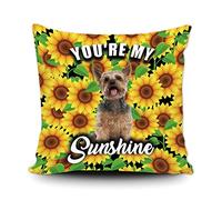 Fundas De Cojín Cute Dog Yorkshire Terrier Yorkie Sunflowers Spring Summer Flower You Are My Sunshine Fundas De Almohada Decorativa Almohada Caso Elegantes Throw Pillow Case para Oficina 45X45CM