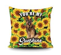 Fundas De Cojín Cute Puppy Sunflowers Spring Summer Flower You Are My Sunshine Almohada Caso Decorativa Throw Pillow Case Lavable Fundas De Almohada para Sofa Oficina Salón 45X45CM