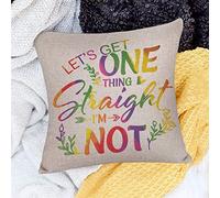 Fundas de cojín de 40,6 x 40,6 cm, Let's Get One Thing Straight I'm Not Country Lesbian Gay Bisexual Transgénero Asexual Farmhouse Decor Fundas de almohada cuadradas de lino para oficina y hogar