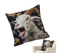Fundas de cojín de felpa | 45 x 45 cm Cojín de peluche de cabra que grita, de almohada divertida, para sala de estar, dormitorio, oficina, dormitorio, amante de los animales granja, apasionados