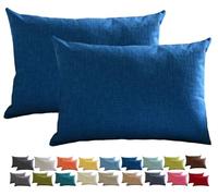 Fundas de Cojín de Lino de 30x50 60x60 60x80cm, Funda Cojines Cuadrado/Rectangular Decorativa para Sofá Funda de Almohadón, Suave para Sala de Estar Sofás Camas Sillas(Azul Profundo,50x65 2pcs)