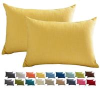 Fundas de Cojín de Lino de 30x50 60x60 60x80cm, Funda Cojines Cuadrado/Rectangular Decorativa para Sofá Funda de Almohadón, Suave para Sala de Estar Sofás Camas Sillas(Amarillo,45x65 2pcs)