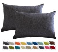 Fundas de Cojín de Lino de 30x50 60x60 60x80cm, Funda Cojines Cuadrado/Rectangular Decorativa para Sofá Funda de Almohadón, Suave para Sala de Estar Sofás Camas Sillas(Gris Oscuro,35x65 2pcs)