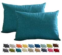 Fundas de Cojín de Lino de 30x50 60x60 60x80cm, Funda Cojines Cuadrado/Rectangular Decorativa para Sofá Funda de Almohadón, Suave para Sala de Estar Sofás Camas Sillas(Emerald Lake Blue,40x80 2pcs)
