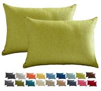 Fundas de Cojín de Lino de 30x50 60x60 60x80cm, Funda Cojines Cuadrado/Rectangular Decorativa para Sofá Funda de Almohadón, Suave para Sala de Estar Sofás Camas Sillas(Light Green,35x60 2pcs)