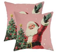 Fundas de cojín de Navidad con diseño de Papá Noel, estilo vintage, fundas de cojín de tela suave para decoración de invierno, fundas de cojín de tela suave para el hogar, sofá, dormitorio, sala de