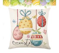 Fundas de cojín de Pascua - de almohada de lino para decoración primaveral | Fundas de cojín de 45,7 x 45,7 cm con estilo firme y cremallera oculta para cama, salón, silla, porche y
