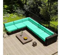 Fundas de cojín de patio, impermeables, de ratán, almohadillas extraíbles, 6 piezas para muebles de interior y exterior
