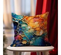 Fundas de cojín de tinta con formas de arco iris con funda de almohada dorada, abstracta con texturas de tinta de alcohol, funda de almohada rústica moderna decorativa para sofá, dormitorio, sala de