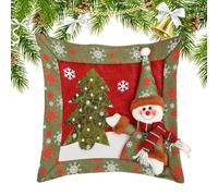 Fundas De Cojín Decorativo De Navidad,Protector de Estampado Navideño 38x38 cm | Cubierta De Cojín Con Diseño De Árbol Y Copo De Nieve | Para Hogar Dormitorio Sofá Cama Coche Fiesta Festival Vacacione