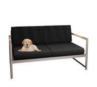 Fundas de cojín elásticas impermeables para asiento de sofá, protector de muebles de ratán elástico para 1/2/3 plazas, uso en interiores y exteriores, color negro, juego de 3 piezas (5065 cm de largo