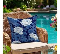 Fundas de Cojín Exterior Impermeable 25x25 Marina de guerra Flor Juego de 1, Fundas Cojines Decorativos con Cremallera Invisible e Impresión a Doble Cara, para Jardín Balcón Terraza Sofá, #247l
