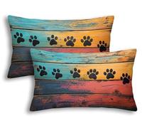 Fundas de Cojín Exterior Impermeables 30x50 cm, Juego de 2 Fundas de Cojines Color, Rectangulares Lino Impermeable, Doble Cara Funda de Almohada Perro para Exterior Jardín Silla Balcón Terraza -7556