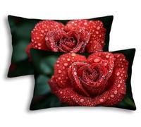Fundas de Cojín Exterior Impermeables 40x60 cm, Juego de 2 Fundas de Cojines Rosa, Rectangulares Lino Impermeable, Doble Cara Funda de Almohada Amar para Exterior Jardín Silla Balcón Terraza -8545