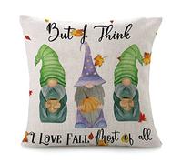 Fundas De Cojín Fall Pumpkin GNOME Maple But I Think I Love Fall Most of All Give Thanks Smooth Funda Cojines Decorativa Throw Pillow Case Lavable Fundas De Almohada para Oficina Sofa 45X45CM