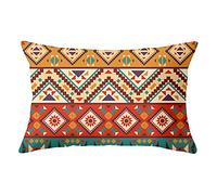 Fundas de Cojín, Funda de Almohada Decorativa Lino de Algodón Doble Cara 35x55cm con Cremallera Invisible Funda de Cojín ,Juego de 1 Throw Pillow Case para Estar Sofás(Mandala geométrica bohemia A582)