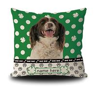 Fundas De Cojín Funny English Springer Spaniel Dog St Patricks Shamrocks Green Polka Dots Paws Fundas De Almohada Decorativa Almohada Caso Lavable Throw Pillow Case para Sofa Oficina 45X45CM
