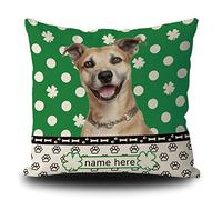 Fundas De Cojín Happy St Patricks Staffie Dog Shamrocks Green Polka Dots Paws Funda Cojines Elegantes Fundas De Almohada Moderna Almohada Caso para Oficina Salón Sofa 45X45CM