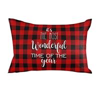 Fundas De Cojín Have Yourself A Little Chrismas Red and Black Plaid Funda Cojines Decorativo Almohada Caso Lavable Throw Pillow Case para Salón Sillas Dormitorio 40X60CM