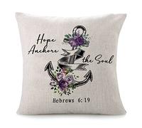 Fundas De Cojín Hope Anchors The Soul Hebrews 6:19 Purple Flower Park Vintage Throw Pillow Case Elegantes Almohada Caso Decorativa Fundas De Almohada para Sofa Dormitorio Salón 45X45CM