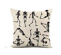 Fundas De Cojín Human Skeletons Black Silhouettes Doing Gymnastics and Yoga Asanas Throw Pillow Case Decorativa Funda Cojines Lavable Fundas De Almohada para Dormitorio Salón Sofa 45X45CM