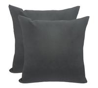 Fundas de cojín negras de 45 x 45 cm, dos juegos de fundas de almohada para sofá, sala de estar, sofá, dormitorio, con cremallera invisible, 45,7 x 45,7 cm, color gris carbón 520-0428