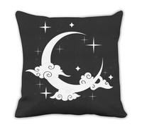 Fundas de cojín para decoración del hogar, diseño de nube, luna y estrellas, color negro y blanco, funda de almohada de 50 x 50 cm, funda de cojín para sofá, regalos para mujeres, regalos para el