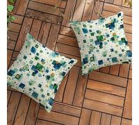 Fundas de Cojín para Exterior Impermeables Juego de 2 Lino Decorativas Funda Cojin 40x40 cm con Cremallera Oculta, Geometría Cuadrado Fundas Cojines Sofa para Patio Banco Sala de Estar, (Sueño) L-L407
