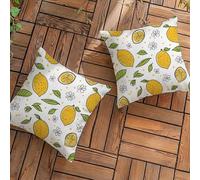 Fundas de Cojín para Exterior Impermeables Juego de 2 Lino Decorativas Funda Cojin 45x45 cm con Cremallera Oculta, Limón Cuadrado Fundas Cojines Sofa para Patio Banco Sala de Estar, (Flor) L-L160