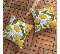 Fundas de Cojín para Exterior Impermeables Juego de 2 Lino Decorativas Funda Cojin 55x55 cm con Cremallera Oculta, Limón Cuadrado Fundas Cojines Sofa para Patio Banco Sala de Estar, (Flor) L-L203