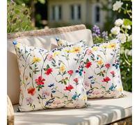 Fundas de Cojín para Sofa 50x50 cm Cojines Exterior Impermeable Boho Moderno Decorativa Funda de Cojin Estampado Botánico Cojín Cuadrado para Sofá, Sala de Estar, Jardín, Decoración del Hogar Juego 2