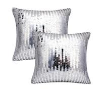 Fundas de cojín plateadas, 2 fundas de cojín de lentejuelas plateadas, fundas de almohada de bola de discoteca, decoración navideña de discoteca, fundas de cojín de lentejuelas brillantes, la mejor