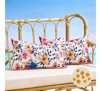 Fundas de Cojín Rectangulares de 30 x 50 cm con Flores, Fundas de Almohada Lumbar Impermeables para Sofá de Exterior, Decoración de Primavera Y Verano para Jardín, Balcón, Cama Y Salón, Juego de 2