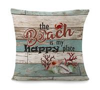 Fundas De Cojín The Beach Is My Happy Place Lover Elegant Funda Cojines Moderna Fundas De Almohada Decorativa Almohada Caso para Salón Oficina Sofa 45X45CM