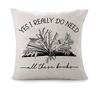 Fundas De Cojín Yes I Really Do Need All These Books Book Club Bibliophiles Novelty Accent Funda Cojines Moderna Fundas De Almohada Elegantes Almohada Caso para Sofa Oficina Dormitorio 45X45CM