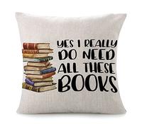 Fundas De Cojín Yes I Really Do Need All These Books Reading Avid Reader Funny Funda Cojines Decorativa Throw Pillow Case Lavable Almohada Caso para Salón Oficina Sofa 45X45CM