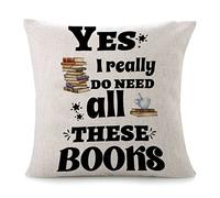 Fundas De Cojín Yes I Really Do Need All These Books Teacher Bookaholic Abstract Funda Cojines Decorativa Fundas De Almohada Lavable Throw Pillow Case para Oficina Salón Sofa 45X45CM