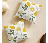 Fundas de Cojines 35x35 cm Juego de 2 Cuadrado Suave Funda Cojin, Limón Fundas Cojines Sofa Decorativas con Cremallera Oculta, FlorFunda Cojin para Salón Sofá Dormitorio Cama L-L117