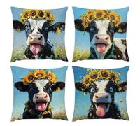Fundas de Cojines 35x35cm, Decoracion Hogar 4 Piezas Cojines de Terciopelo Funda Para Cojin Sofa Cama Salon de Estar Dormitorio Jardin HabitacióN de Los Pillow Decor - Flores de vaca lechera I-466