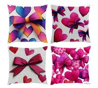 Fundas de Cojines 35x35cmJuego de Jardín Exterior 4 Impermeables Funda de Lino Cojines Decoracion Lazo De Amor, Sala de Sofá Silla Cama Dormitorio Decoración Hogar Oficina Balcón Coche Verano s-198