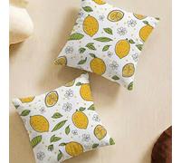 Fundas de Cojines 40x40 cm Juego de 2 Cuadrado Suave Funda Cojin, Limón Fundas Cojines Sofa Decorativas con Cremallera Oculta, Flor Funda Cojin para Salón Sofá Dormitorio Cama L-L160