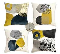 Fundas de Cojines 45x45 cm Juego de 4 Abstracto Fundas para Cojines Arte Funda Cojin Lino Cojin Exterior Impermeable para Patio al Aire Libre, Jardín, Sala de Estar, Sofá, Decoración de Casa de Campo