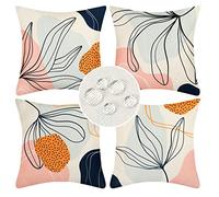 Fundas de Cojines 45x45 cm Modernos Abstracto Funda de Almohada Boho Hoja Tropical Geométricas Funda Cojin Impermeables Lino para Sofas Sillas Coche Dormitorio Salon Hogar Exterior Interior Juego de 4