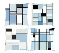 Fundas de Cojines 60x60 Azul Juego de 4, Exterior Funda Cojines Impermeable GeometríA Fundas de Cojin Decorativos Almofadas para Sofa de Lino para Patio Jardín Dormitorio Silla Decoración Hogar S1-608