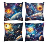 Fundas de Cojines 60x60cm, Decoracion Hogar 4 Piezas Cojines de Terciopelo Funda Para Cojin Sofa Cama Salon de Estar Dormitorio Sillas Jardin HabitacióN de Los Pillow Decor - Planeta cósmico I-682