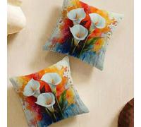 Fundas de Cojines 65x65 cm Juego de 2 Cuadrado Suave Funda Cojin, Planta Fundas Cojines Sofa Decorativas con Cremallera Oculta, Primavera Funda Cojin para Salón Sofá Dormitorio Cama L-L42