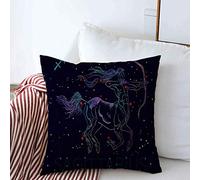 Fundas De Cojines Astrología Azul Sagitario Zodíaco Arquero Centauro Horóscopo Animal Tiro Fundas De Cojín con Cremallera Oculta Almohada Caso, para Sala De Estar, Oficina, Jardín, 45x45cm